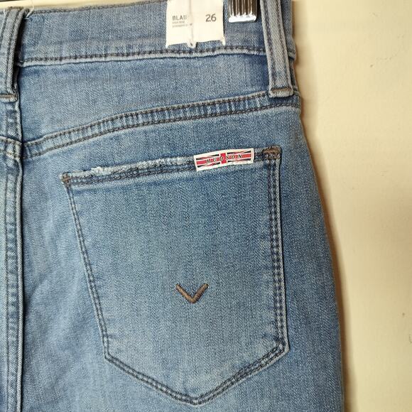 Hudson Blair High Rise Straight Crop Jeans Cuffed Stretch Denim - Picture 8 of 11